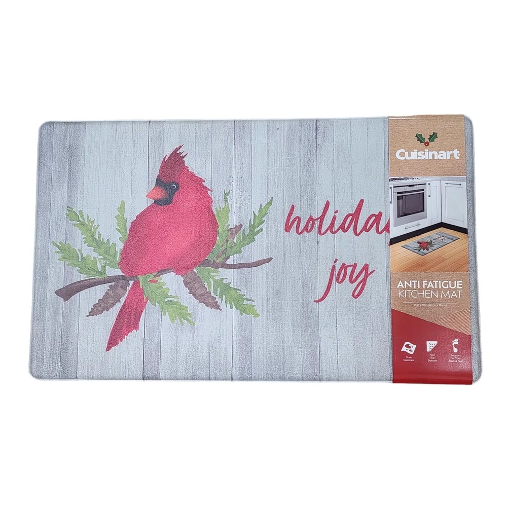Anti Fatigue Kitchen Mat Christmas Cardinal Holiday‎ Joy Printed 18x30